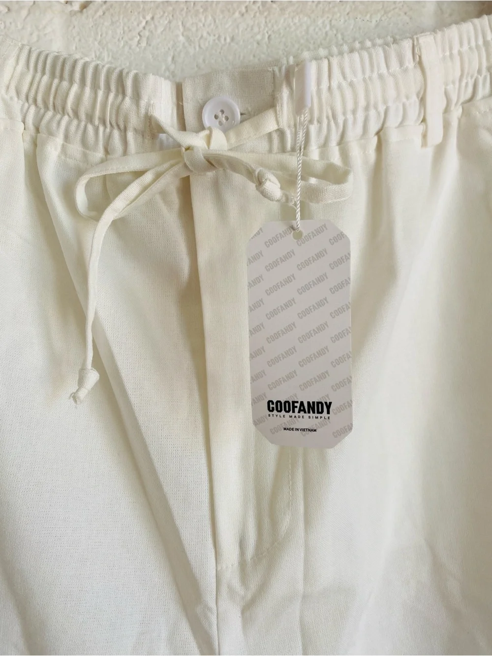 COOFANDY Men's Linen Casual Yoga Pants Beach Coastal Lightweight White XXL 2XL
